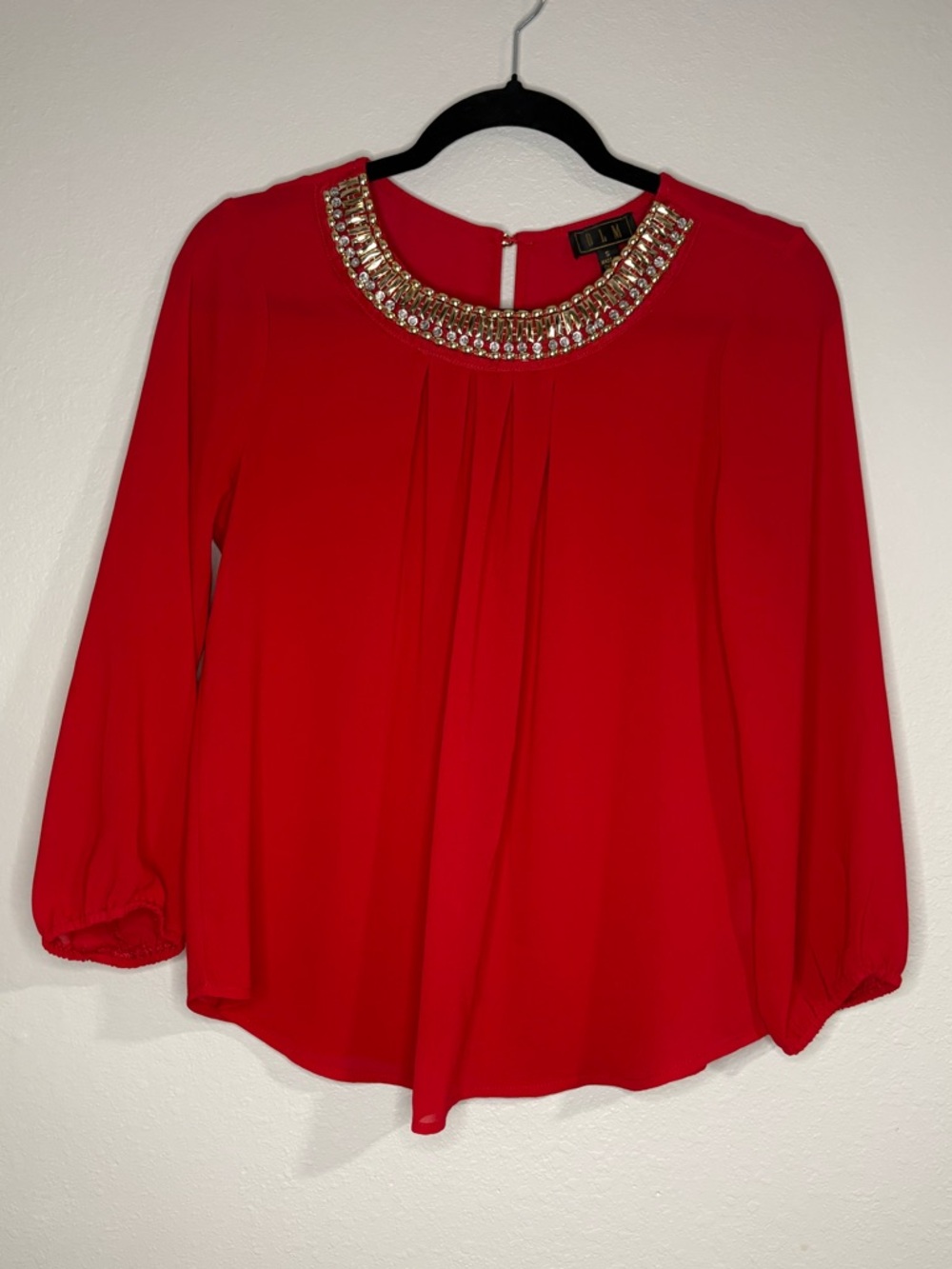 Bejeweled Collar Red Blouse